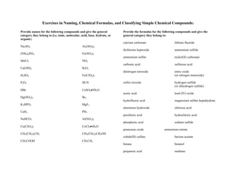 Worksheet, inorganic nomenclature | PPT