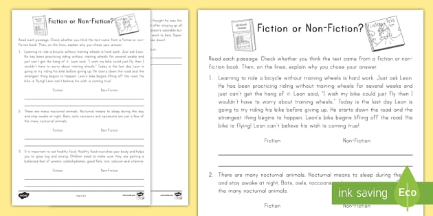 Fiction or Non-Fiction? Reading Passage Activity for 1st-2nd Grade