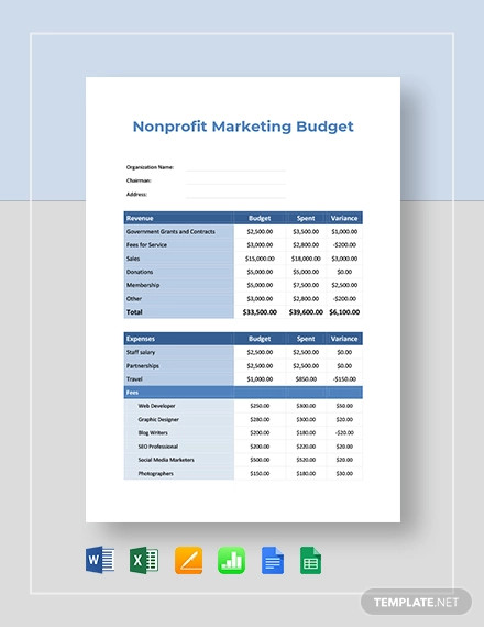 non profit budget worksheet