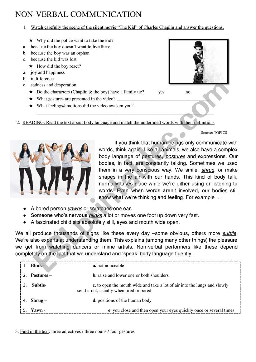 Non verbal communication - ESL worksheet by hugocrespo2015