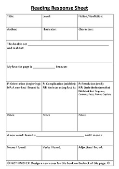 Reading Response Fiction AND Nonfiction Comprehension Worksheet