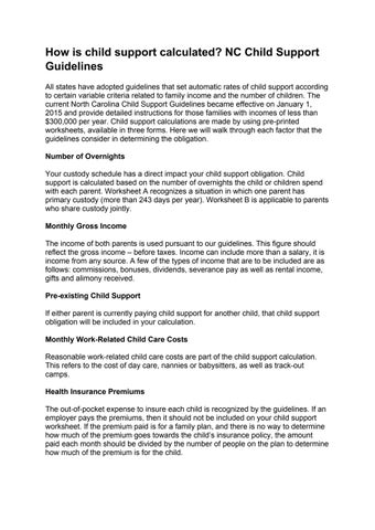 NC Child Support Guidelines by Rosen Law Firm - Issuu