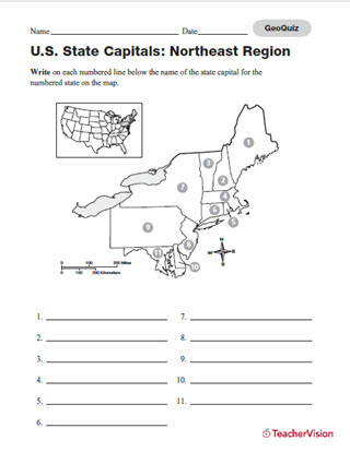 northeast region worksheet