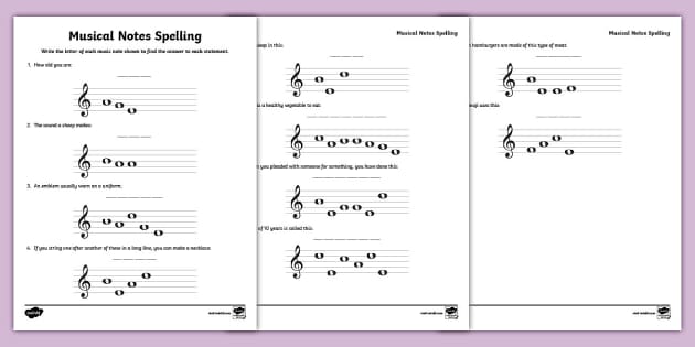Musical Notes Spelling Activity (Teacher-Made) - Twinkl