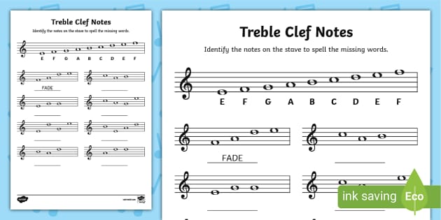 ? Treble Clef Notes Worksheet (Lehrer gemacht) - Twinkl
