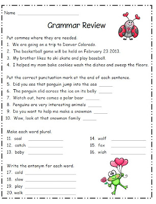 Grammar Review Freebie - Smiling and Shining in Second Grade
