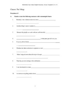 Noun Clauses, Adjective Clauses, Or Adverb Clauses Worksheet for ...