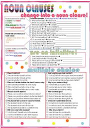 Noun Clauses - ESL worksheet by Nuria08