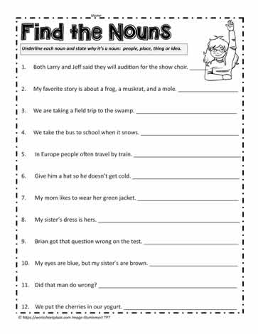 noun exercises worksheet