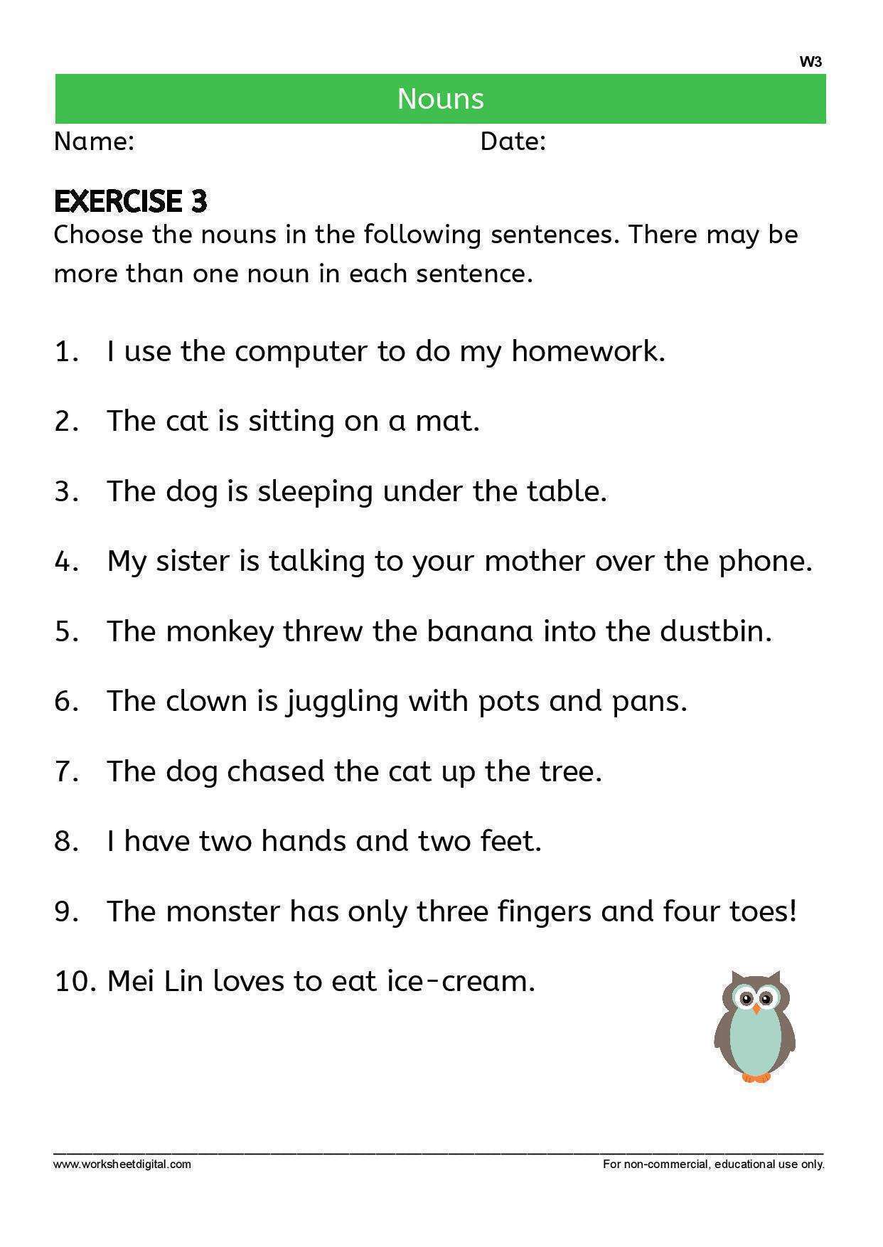 Nouns Worksheet - Worksheet Digital