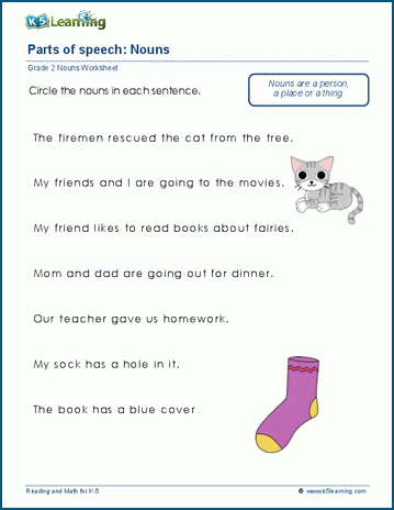 Find nouns in sentences worksheets for grade 2 | Worsheets library