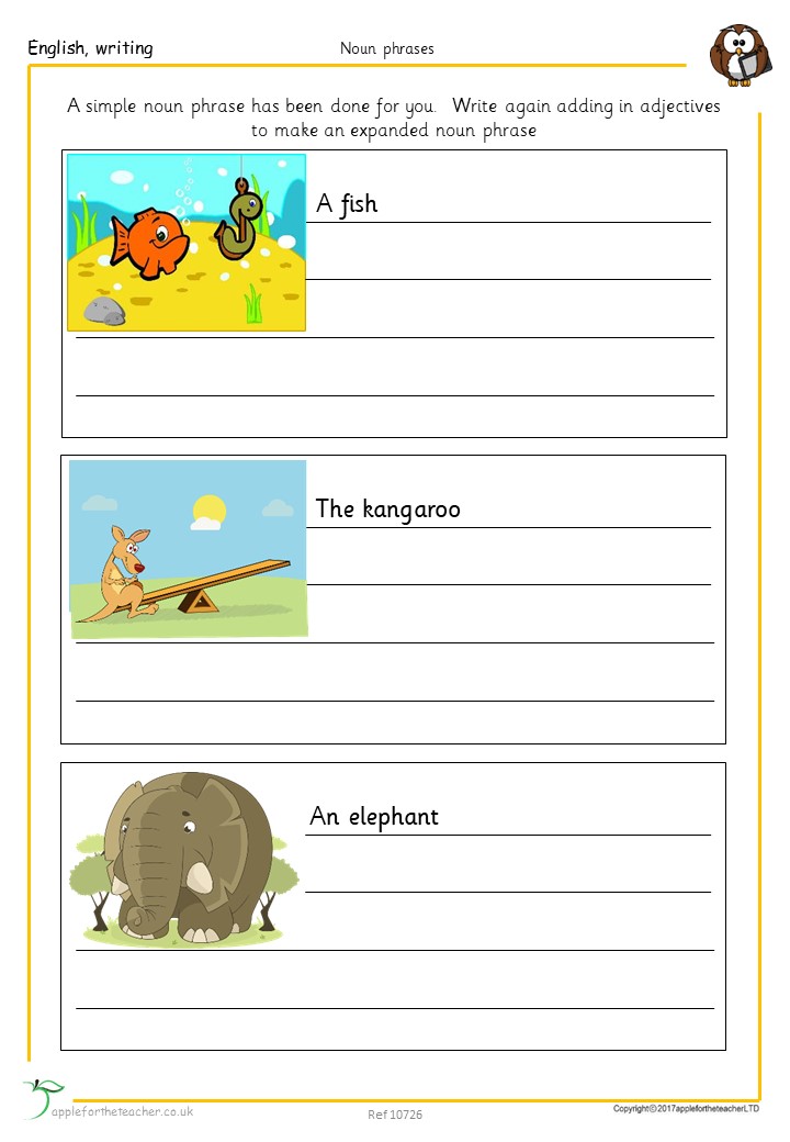 Expanded Nouns Literacy Worksheet With Images | Apple For The ...