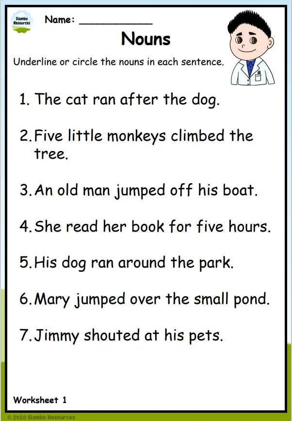Grade 2 Noun Worksheets | Free Printables | English Worksheets