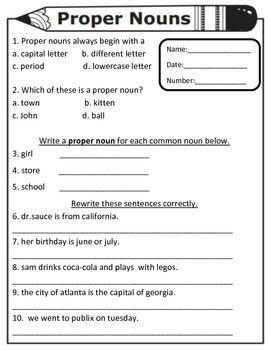 noun quiz worksheet