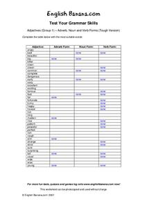 noun verb adjective adverb worksheet