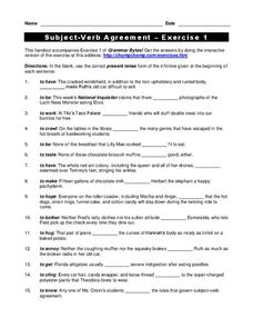 noun verb agreement worksheet