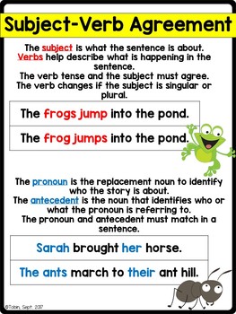 noun verb and antecedent worksheet