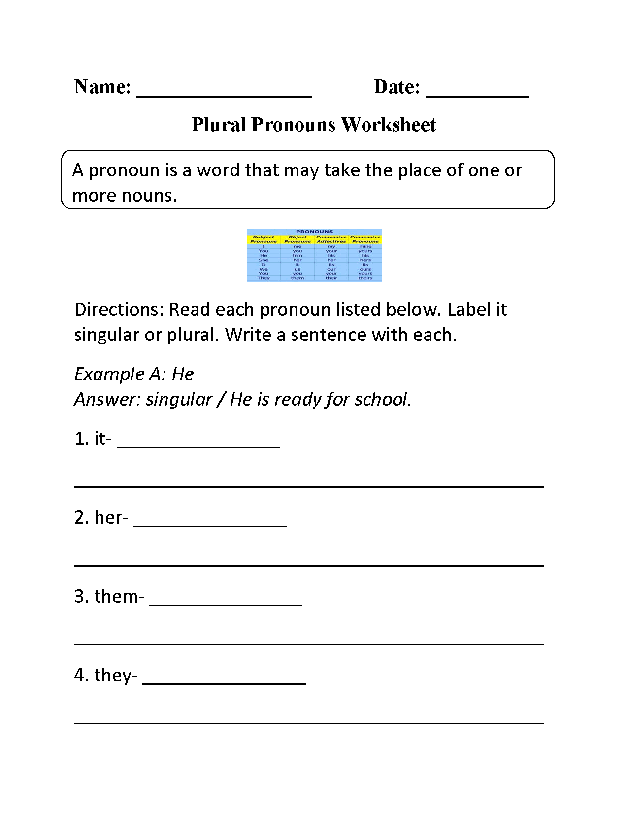 noun verb and antecedent worksheet