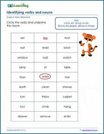 Verbs and nouns worksheets | Worsheets library