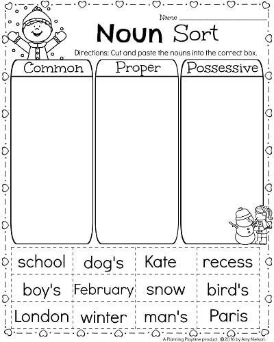 noun worksheet 1st grade