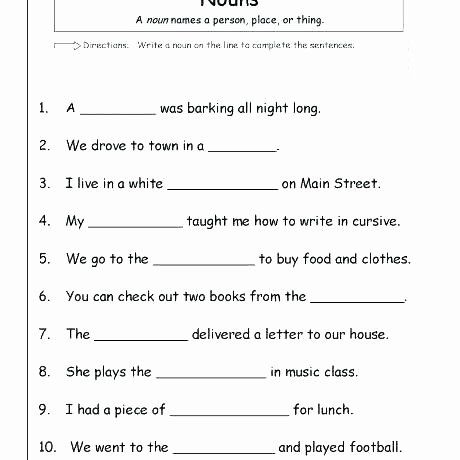 noun worksheet 3rd grade