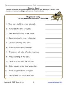 noun worksheet 5th grade