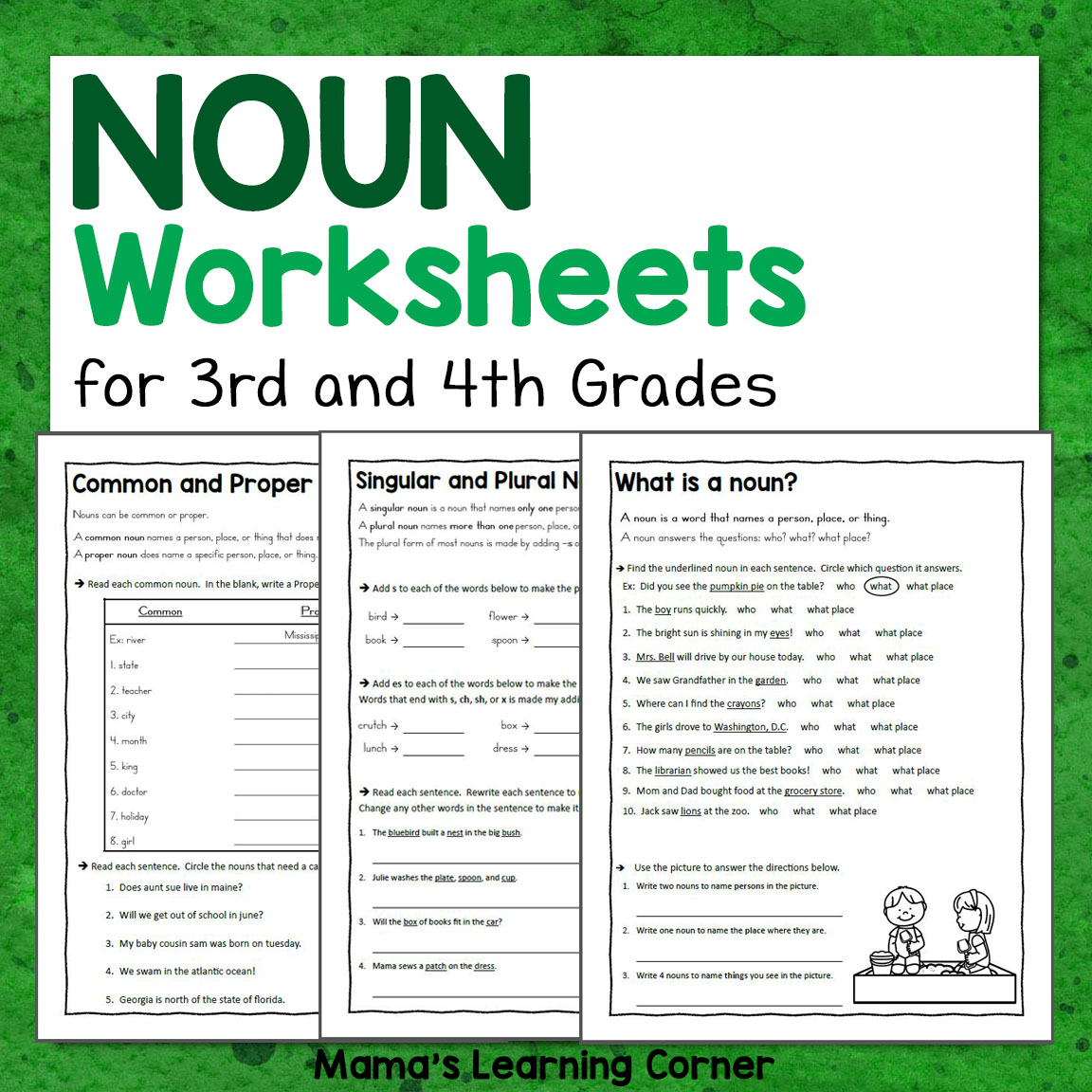 noun worksheet 5th grade
