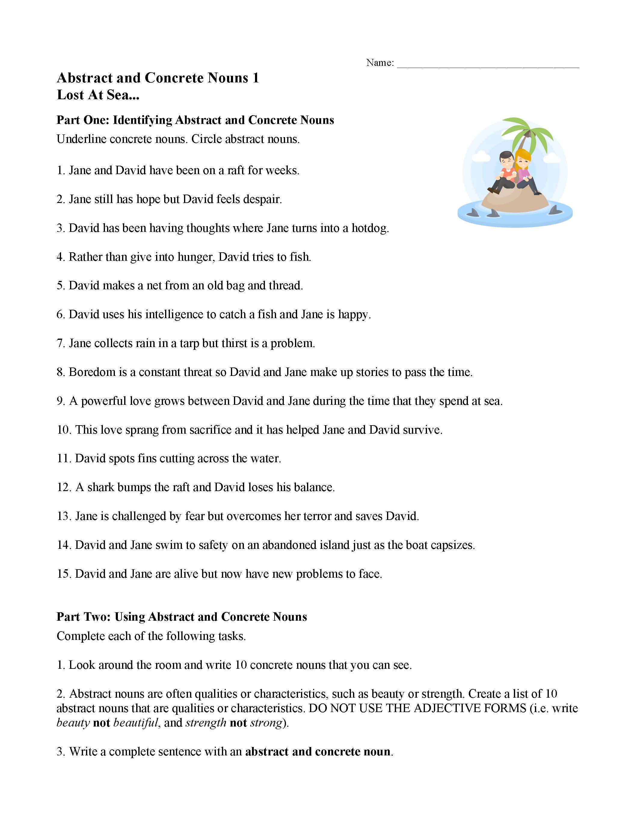 noun worksheet 7th grade