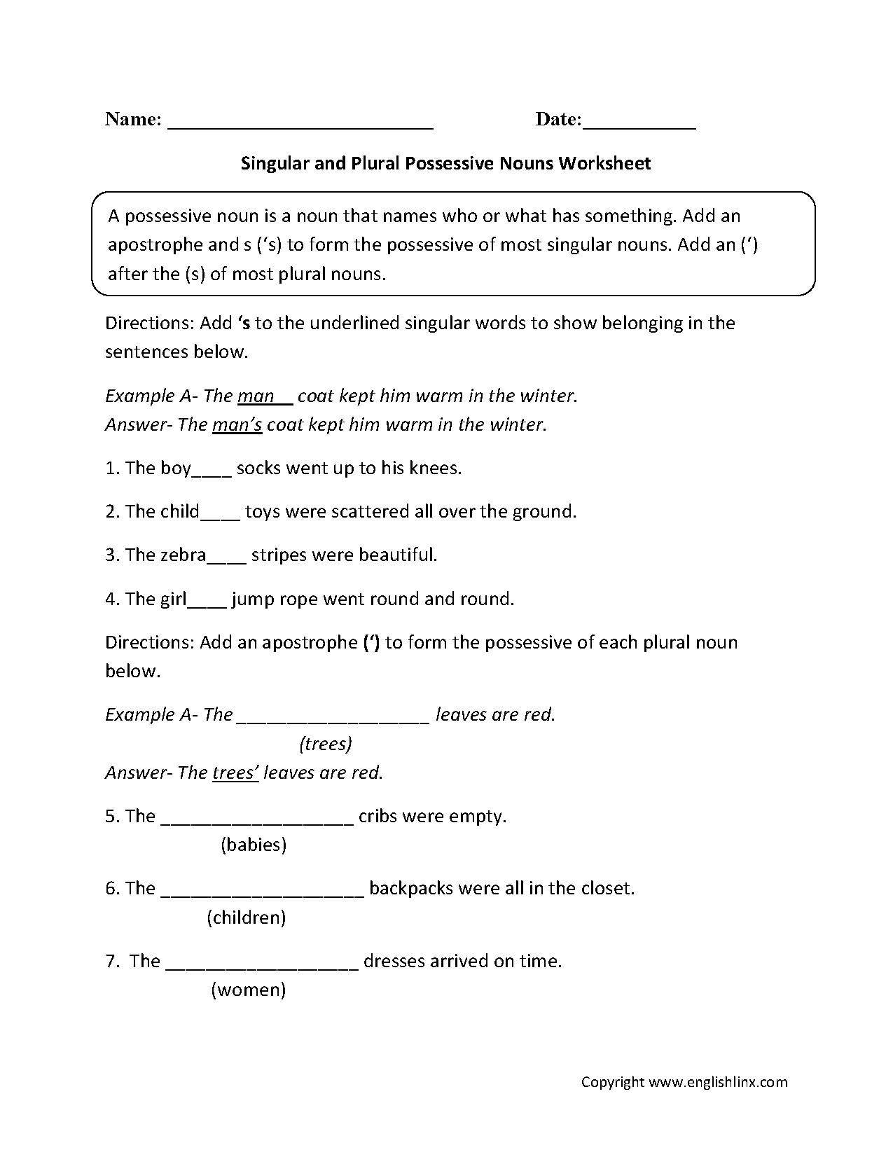 noun worksheet for 3rd grade