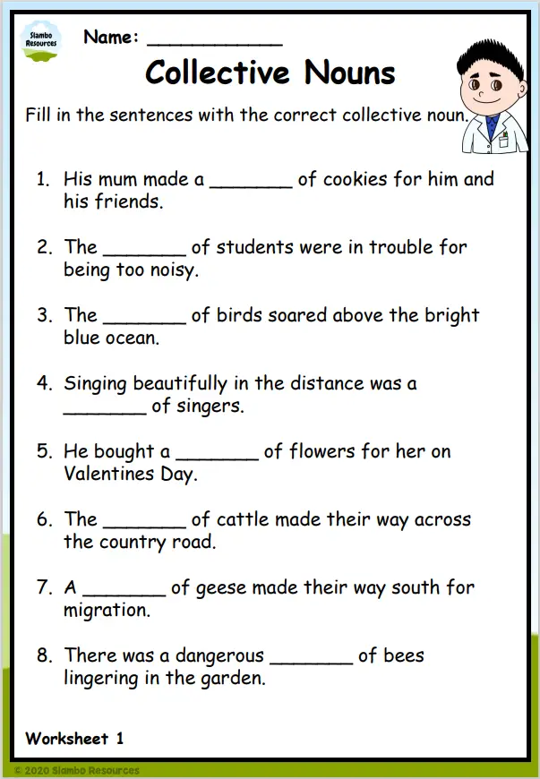 Grade 4 Collective Noun Worksheets | Free Printables | Worksheets