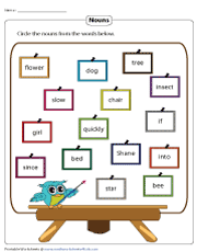 noun worksheet for first grade