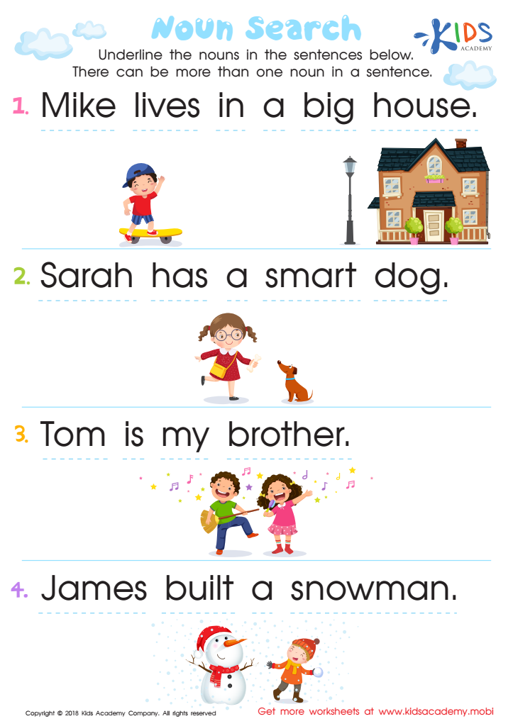 noun worksheet for grade 1