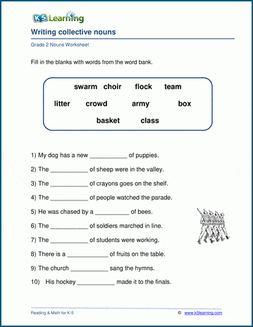 Writing collective nouns worksheets | Worsheets library
