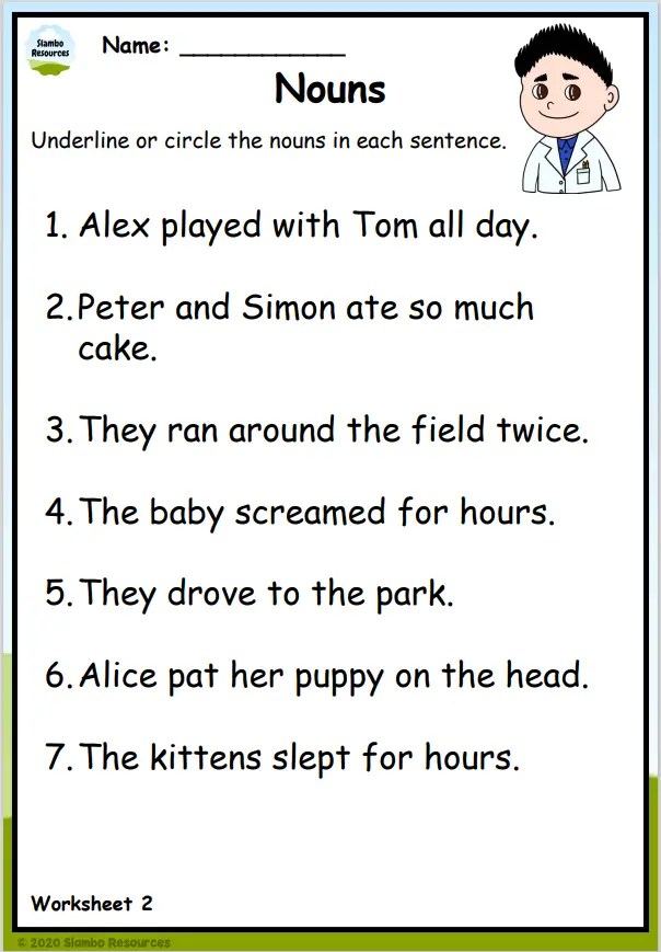 Grade 2 Noun Worksheets | Free Printables | English Worksheets