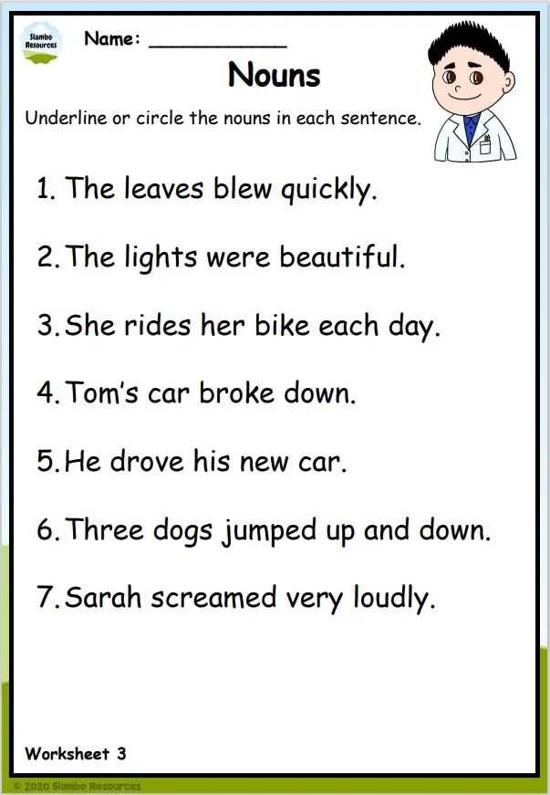 Grade 2 Noun Worksheets | Free Printables | English Worksheets