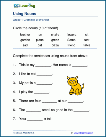 Noun Worksheets | Worsheets library