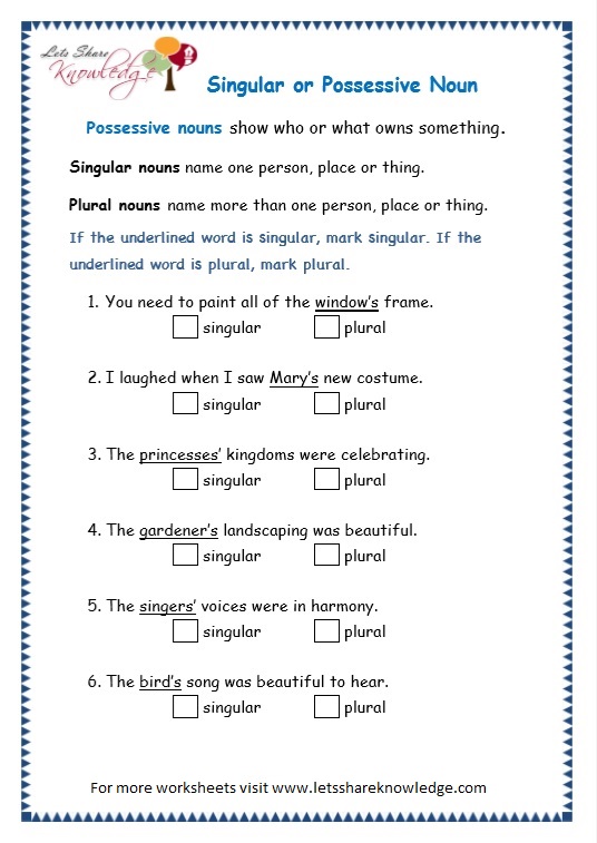 noun worksheet grade 3