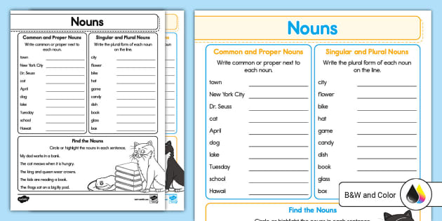First Grade Nouns Worksheet (teacher made) - Twinkl