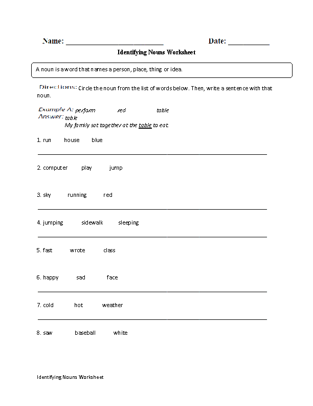 worksheets library | Nouns Worksheets