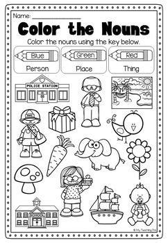 noun worksheet kindergarten