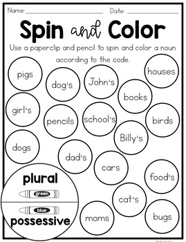 nouns adjectives verbs worksheet