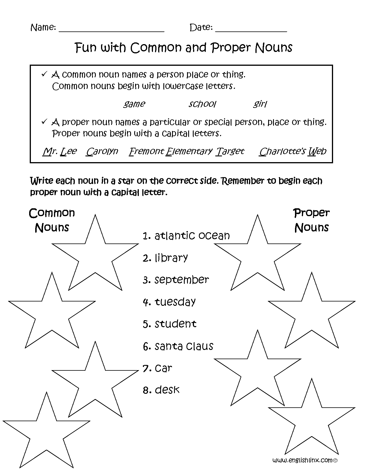 Proper and Common Nouns Worksheets | Fun with Common and Proper ...