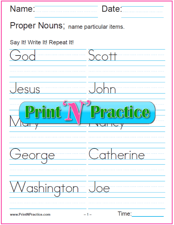 nouns and names worksheet