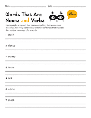 nouns and names worksheet