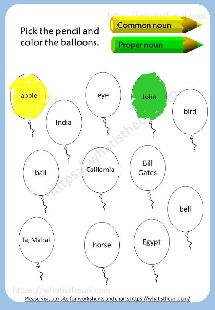 nouns and proper nouns worksheet