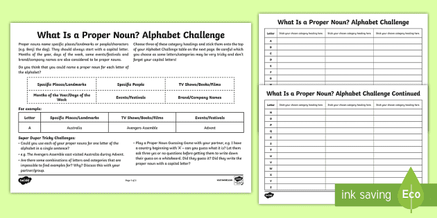 nouns and proper nouns worksheet