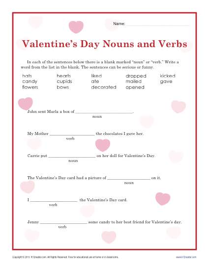nouns and verbs worksheet for 2nd grade