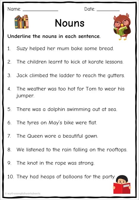 Noun Worksheets | Free Printables