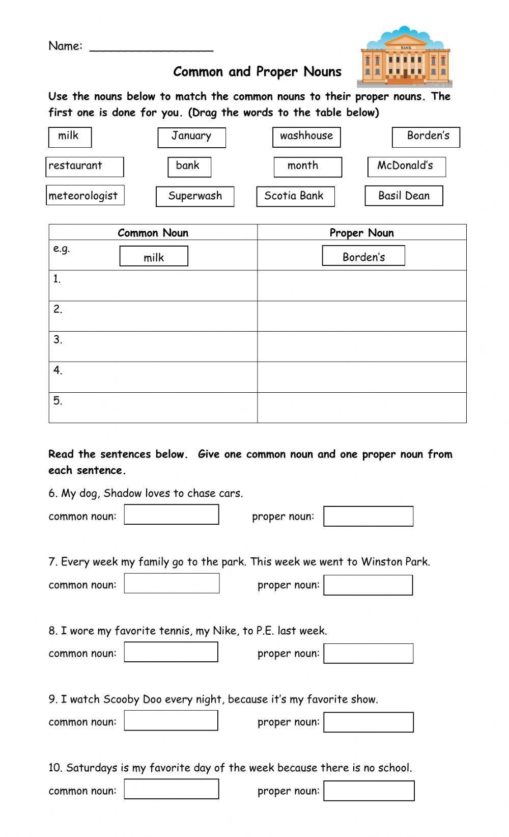 Common and Proper Nouns online exercise for 4  