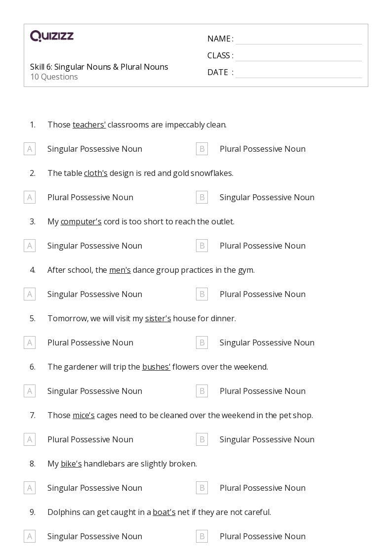 50+ Singular Nouns worksheets for 4th Grade on Quizizz | Free ...